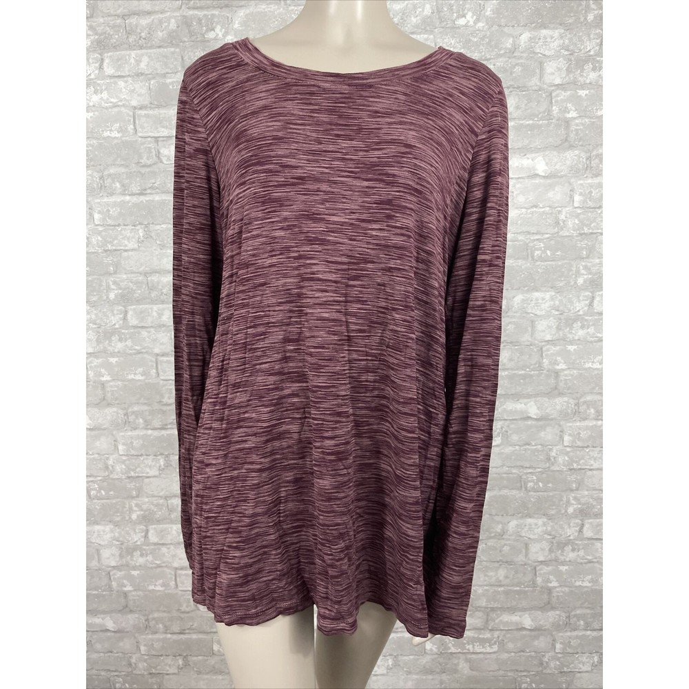 LOGO by Lori Goldstein Small Purple Long Sleeve Tunic Blouse
